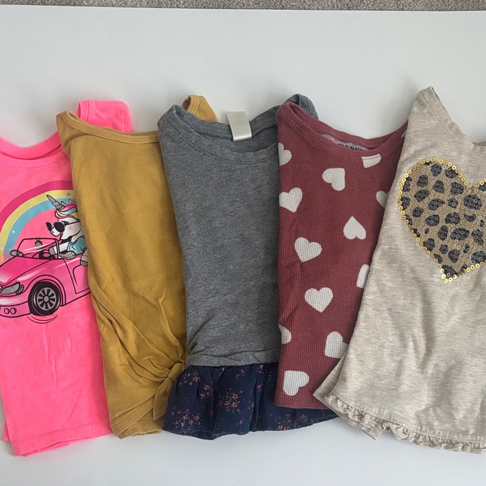 Carters Top Bundle Toddler Girl 3T 4T Pink Long Short Sleeve Ruffle Holiday Ther